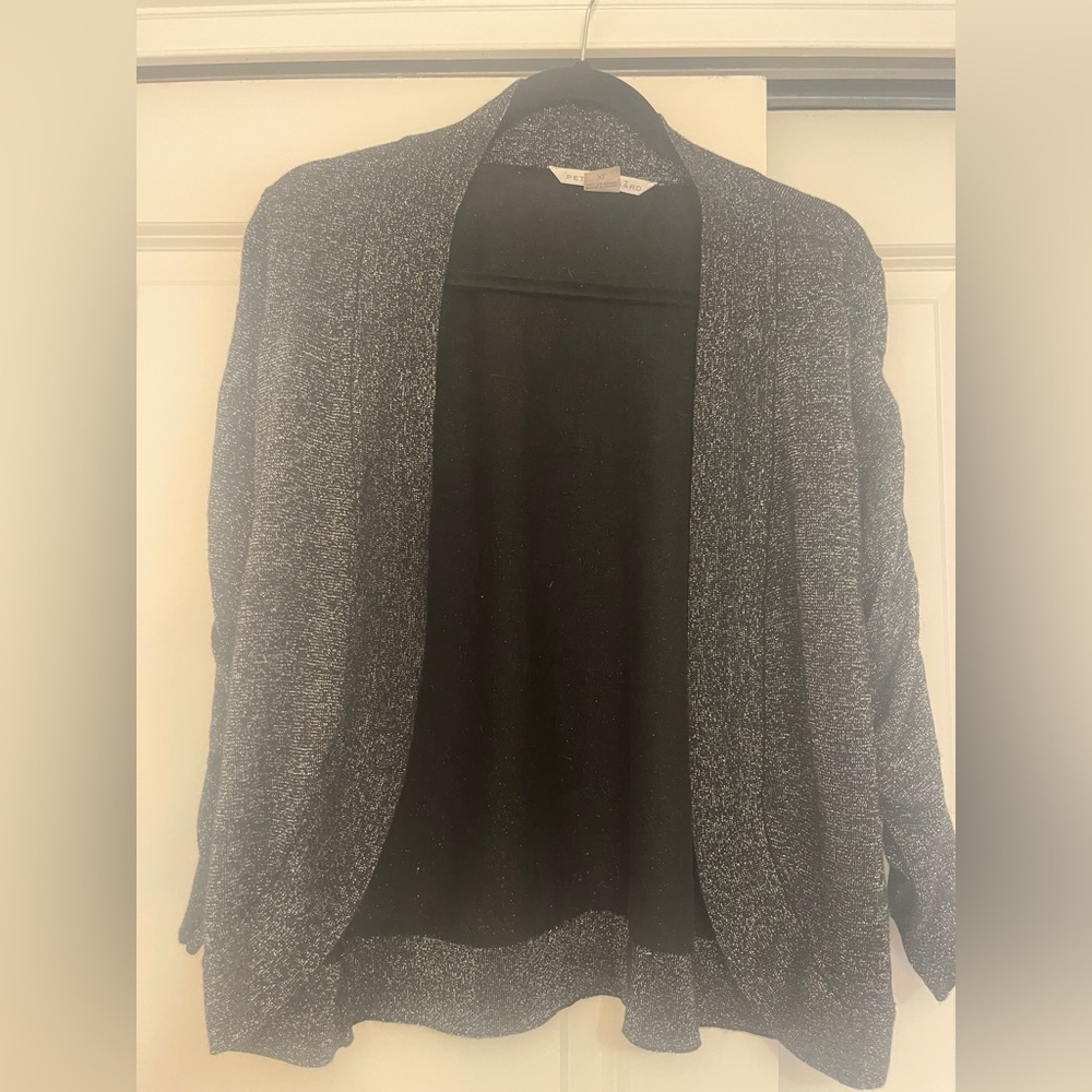 Peter Nygard Black Open-Front Cardigan Sweater